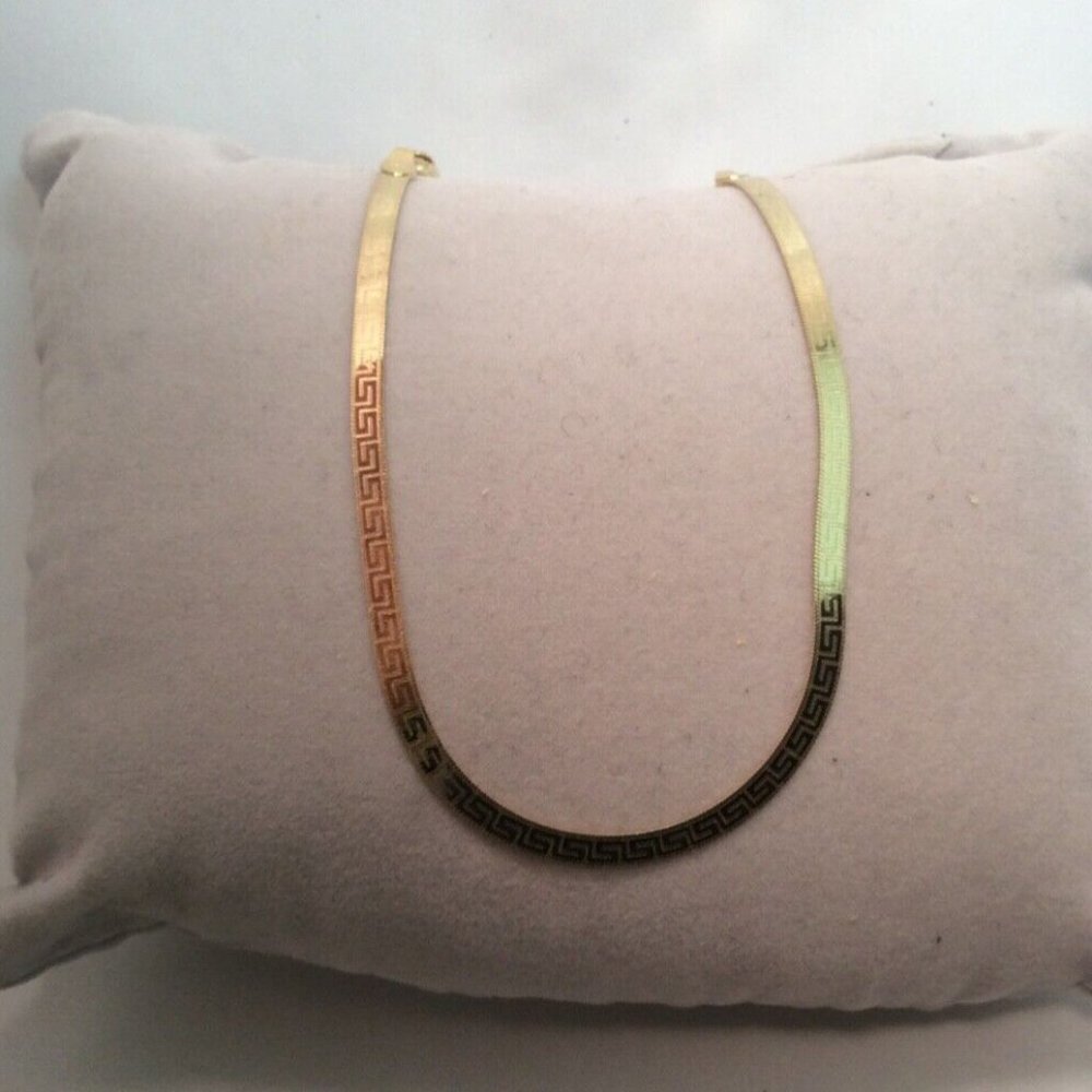 10K SOLID YELLOW REAL GOLD REVERSIBLE GREEK KEY HERRINGBONE bracelet  2.10GR  7